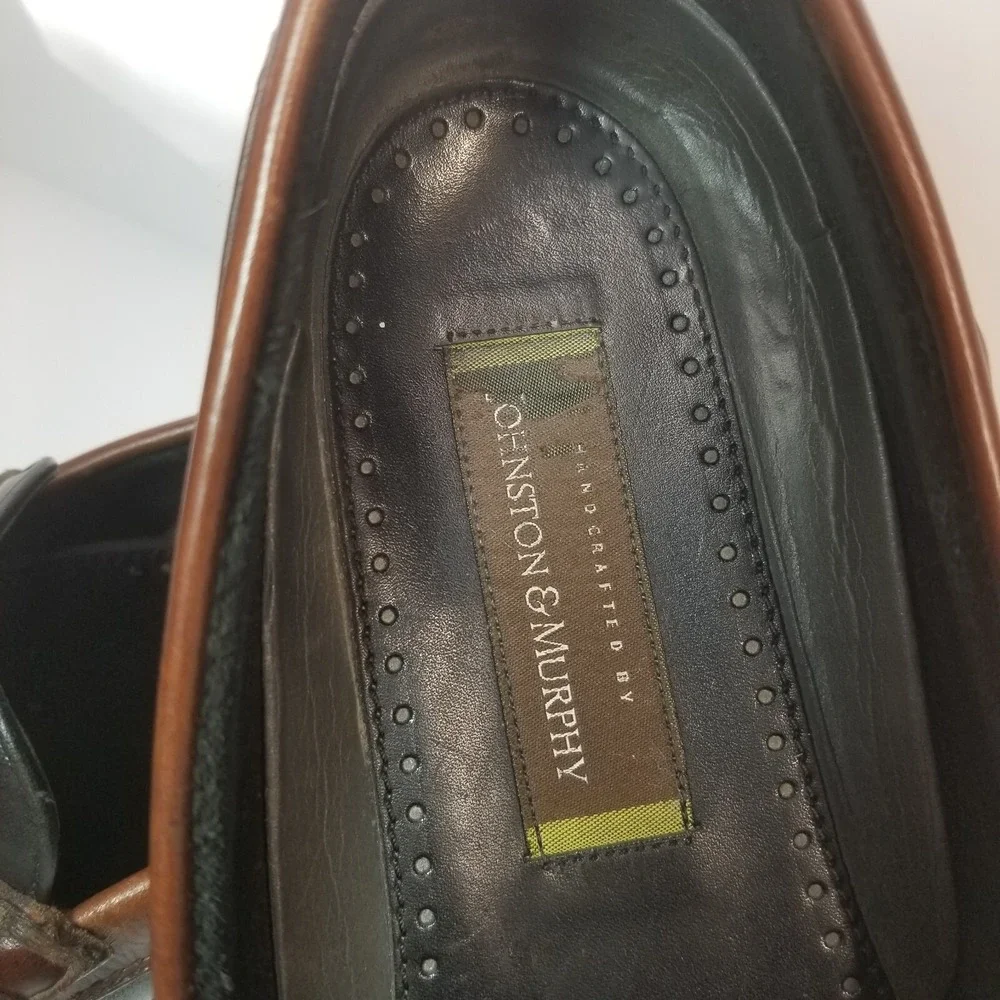 Johnston Murphy Men's Aragon‎ II Loafer Size 12 Black & Brown Tasseled on Band